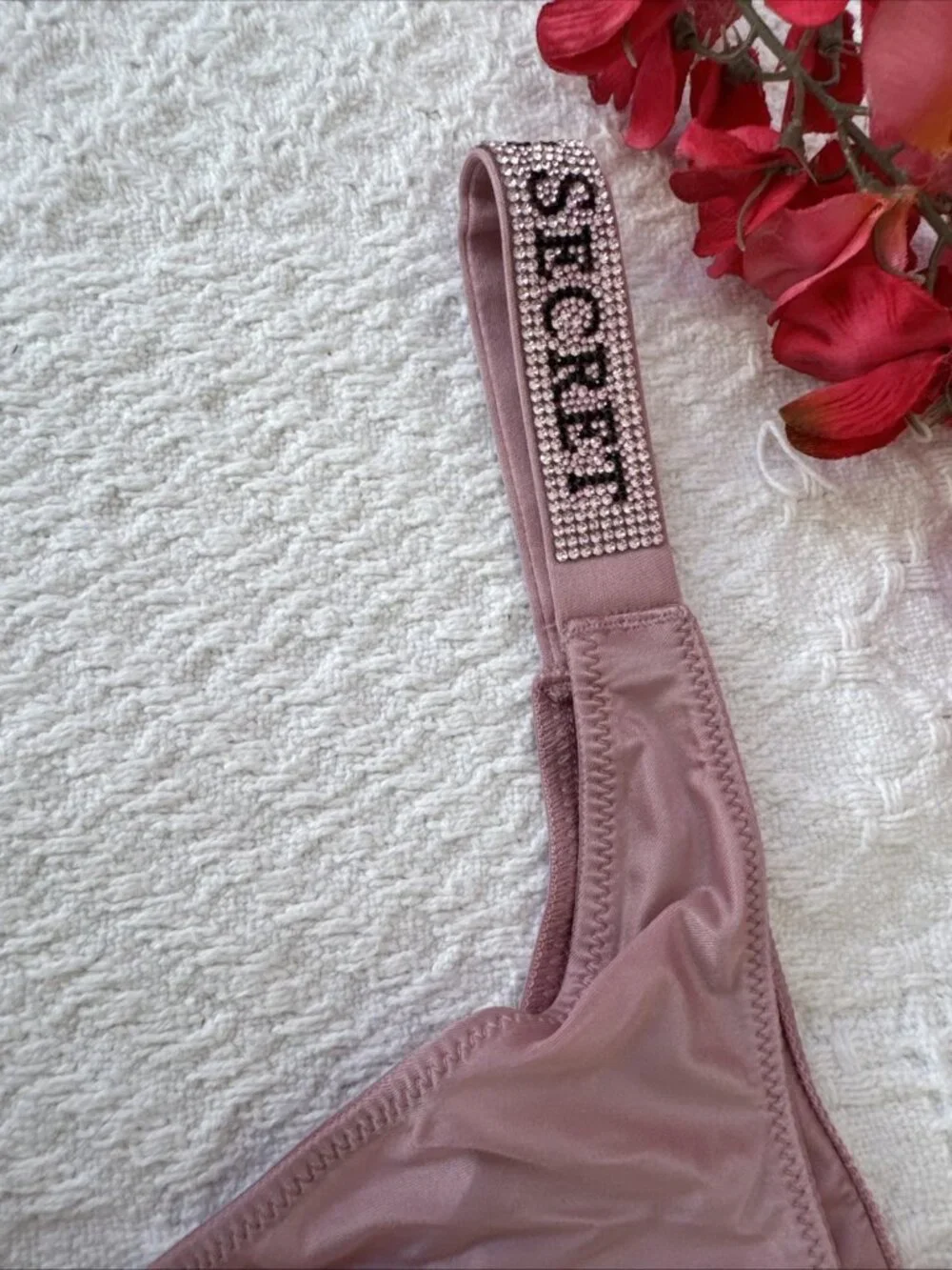 VICTORIA'S SECRET XL PINK VERY SEXY HI LEG RHINESTONE BRAZILIAN PANTIES BLING